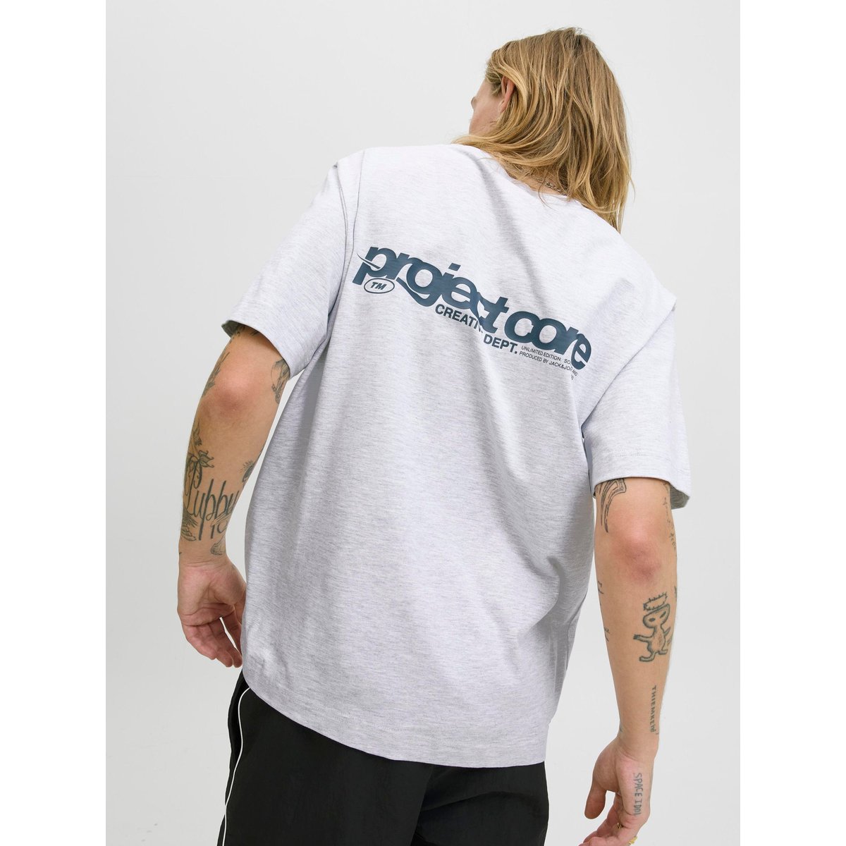 T-Shirt white melange, JACK & JONES