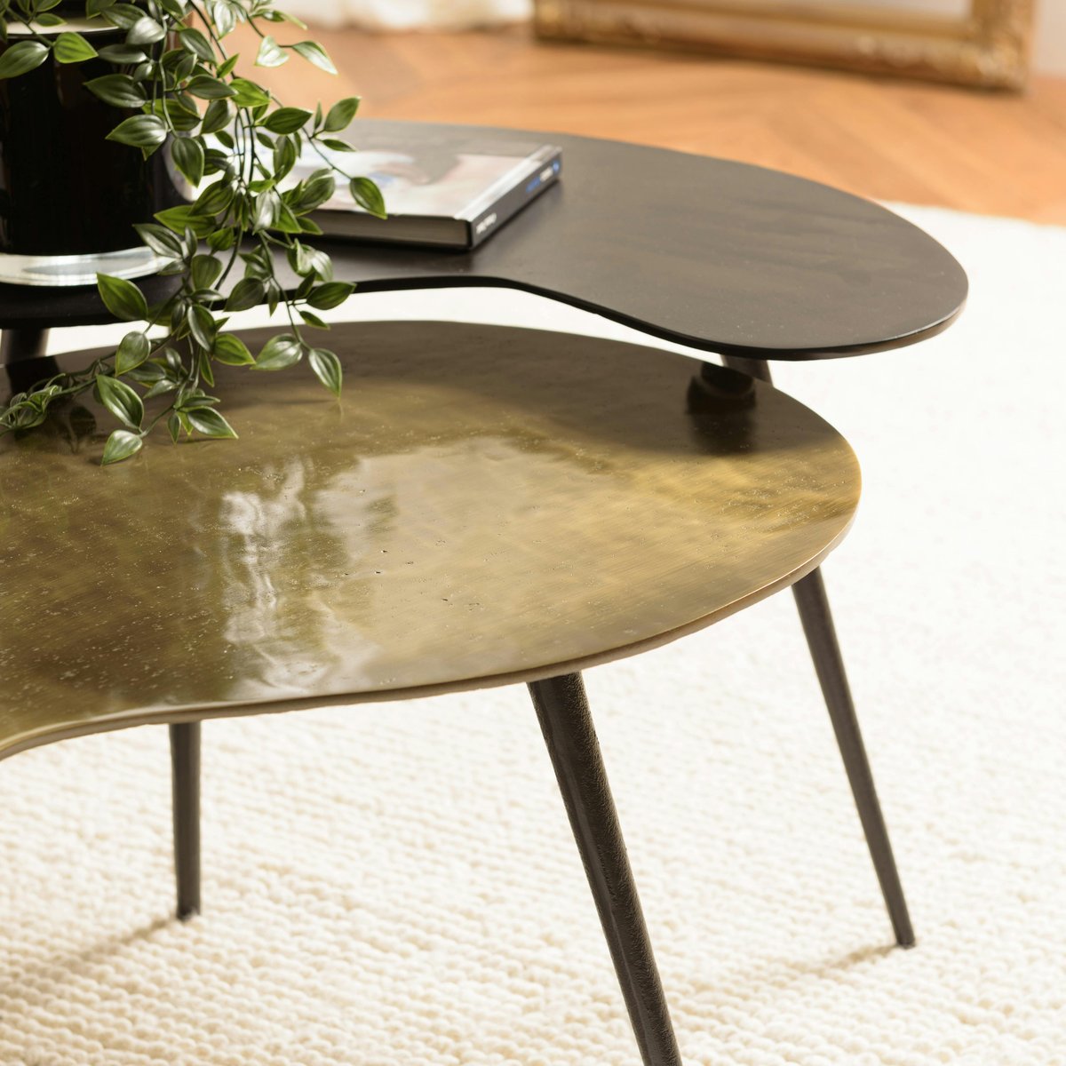 Table basse gigogne ovale métal noir et doré (lot de 2) ZALA doré, PIER IMPORT