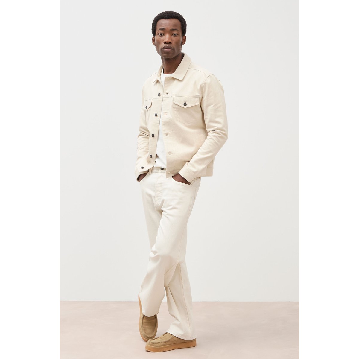 Veste manches longues col classique ecru, BONOBO