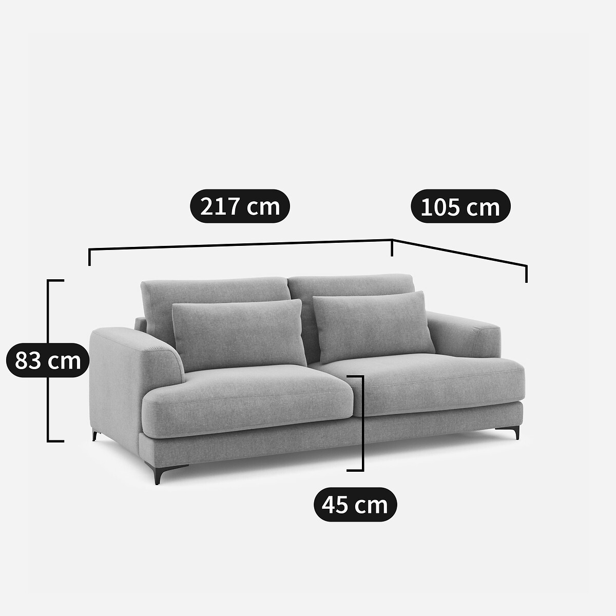 Canapé 3P convertible velours chenille, Marsile blanc, AM.PM