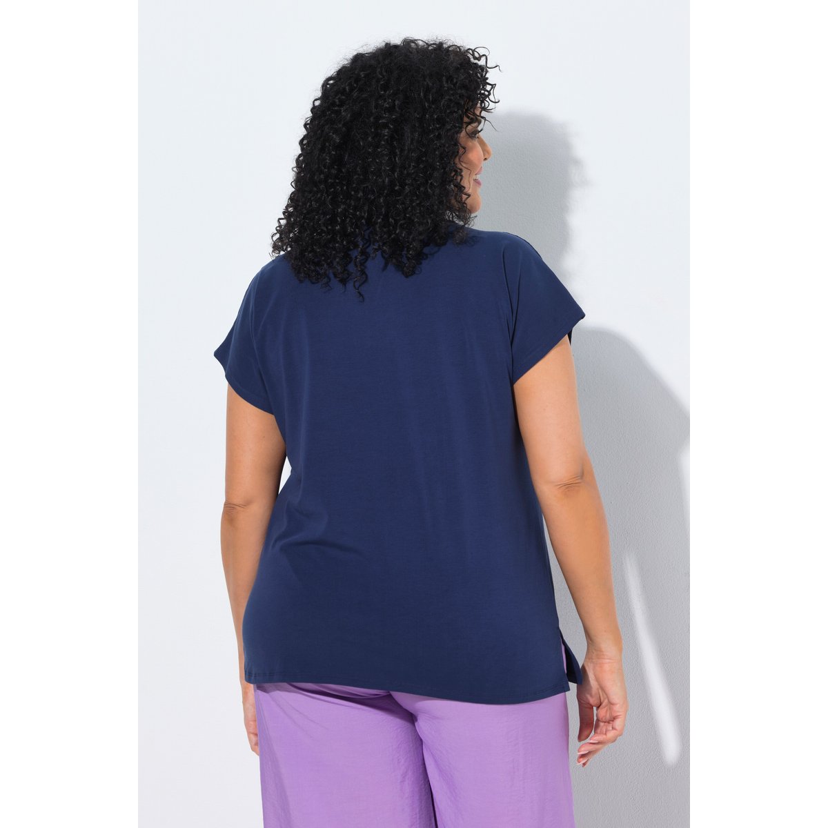 T-shirt oversize, petits strass fantaisie marine, ULLA POPKEN