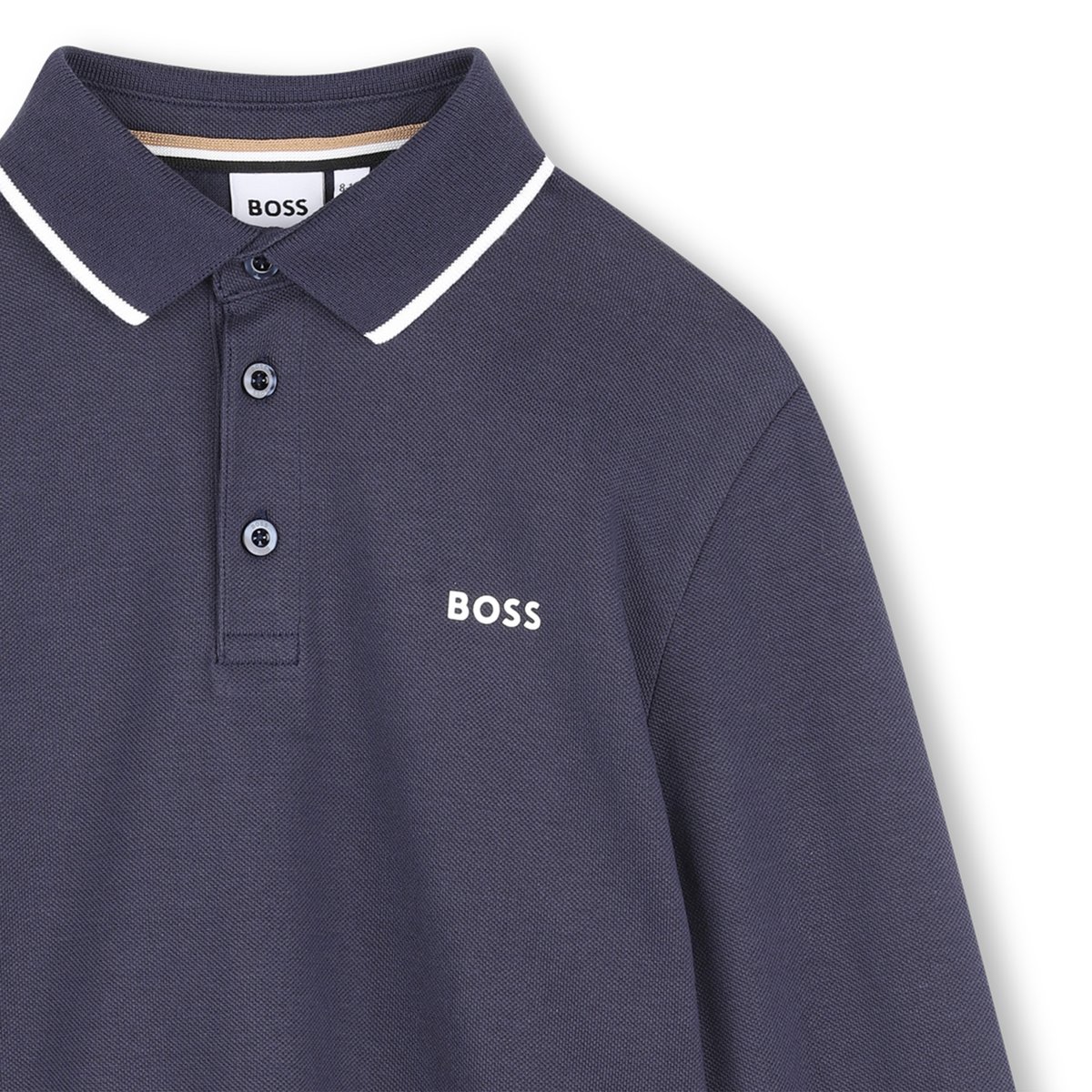 Polo manches longues bleu cargo, BOSS KIDSWEAR