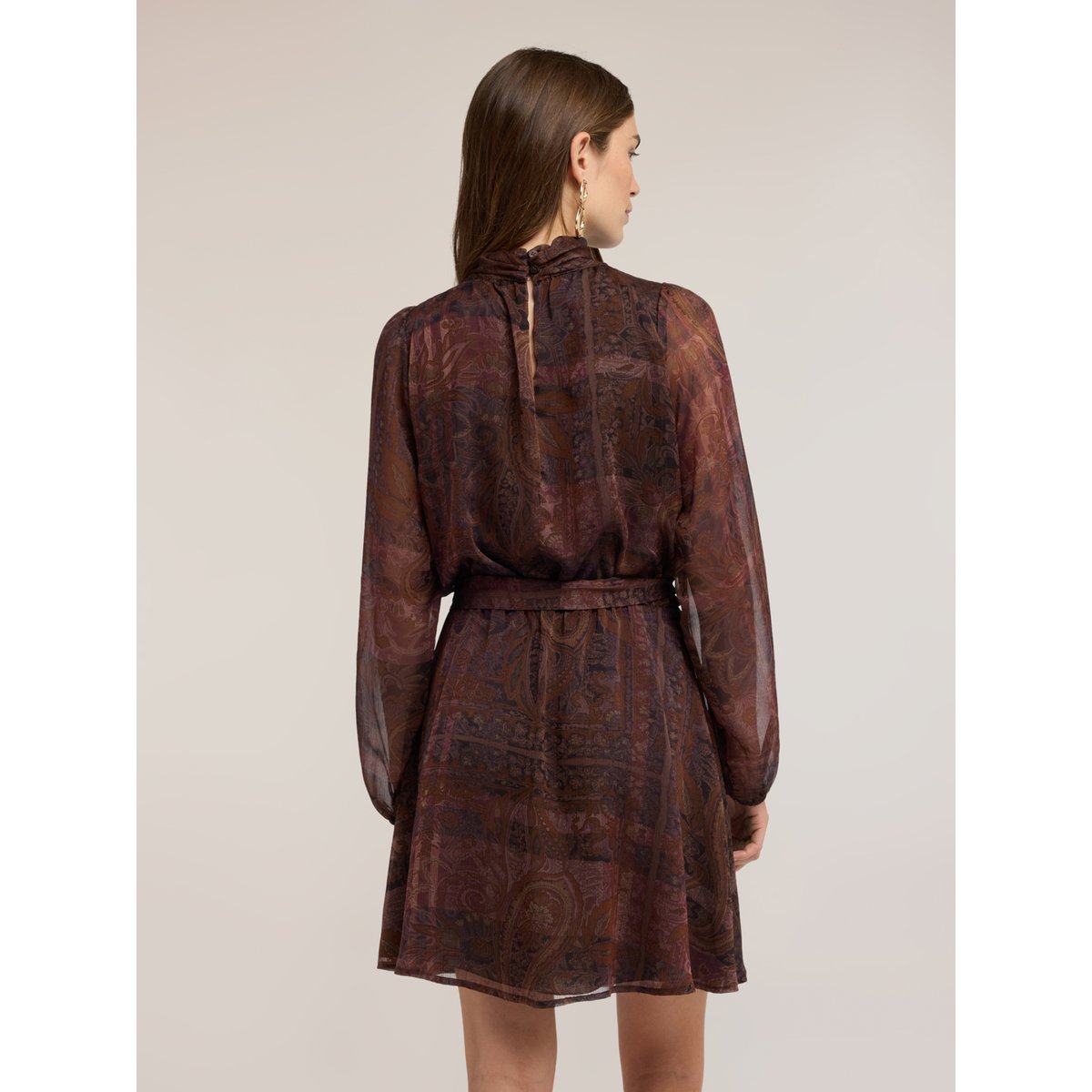 Robe courte imprimée marron, MOTIVI