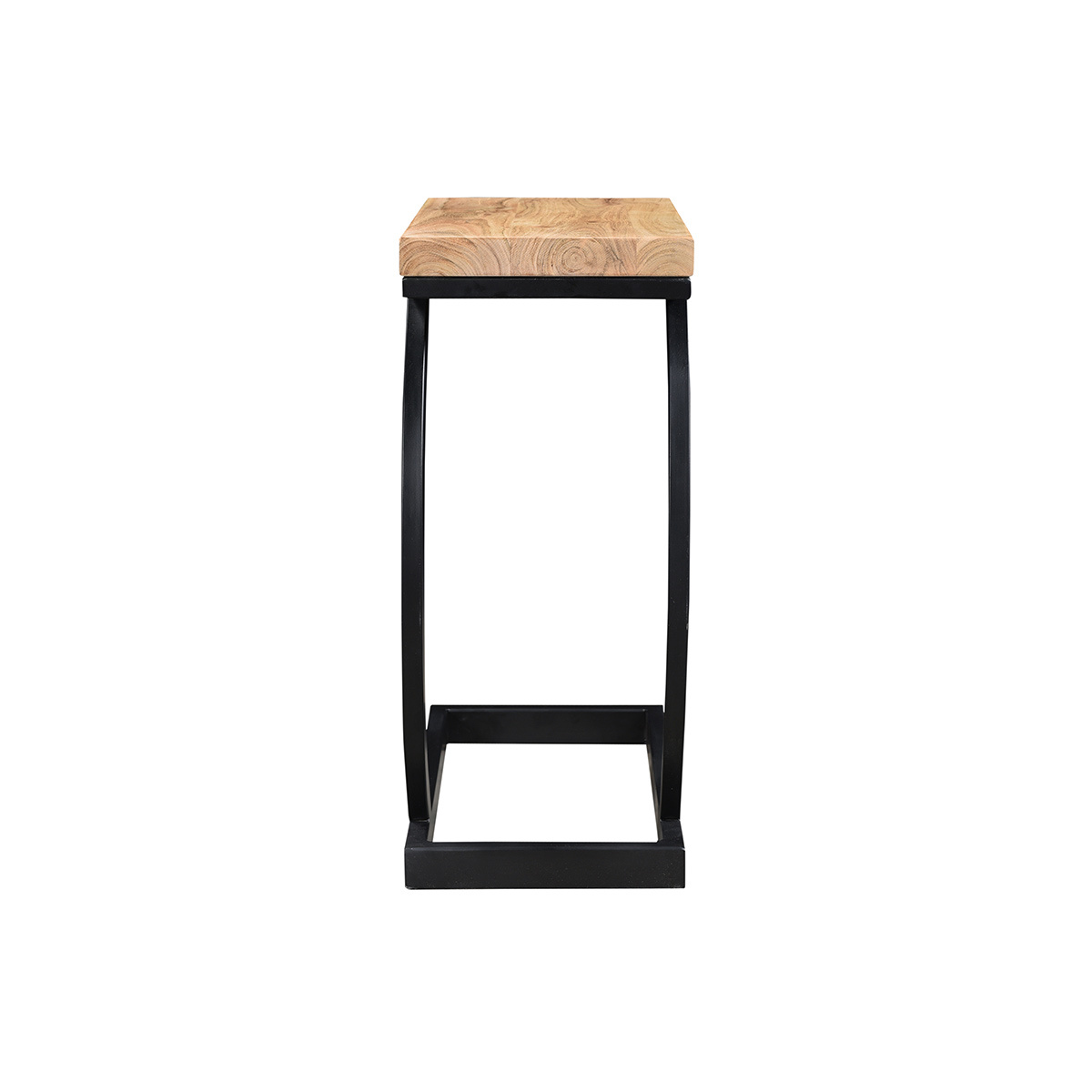 Table d'appoint design rectangulaire en bois massif et métal noir BREAK naturel, MILIBOO