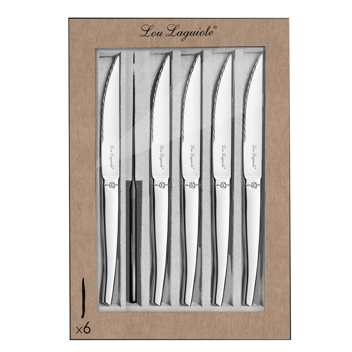Coffret 6 couteaux steak - JET argent, LOU LAGUIOLE