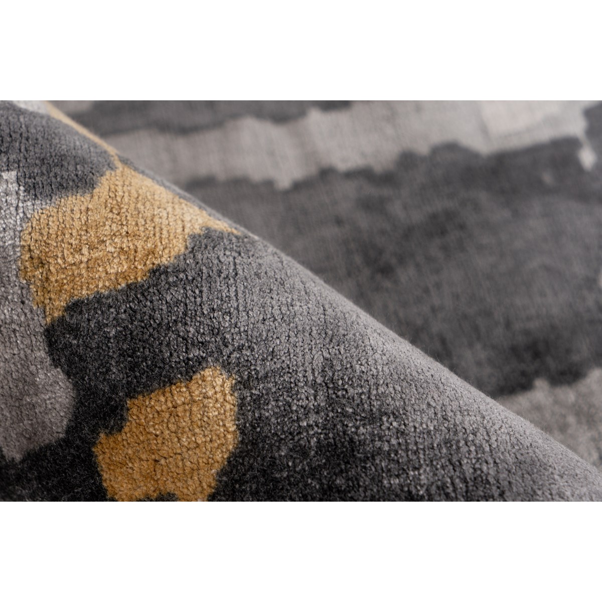 Tapis salon et chambre moderne tissé main BLAU jaune, NOVATREND
