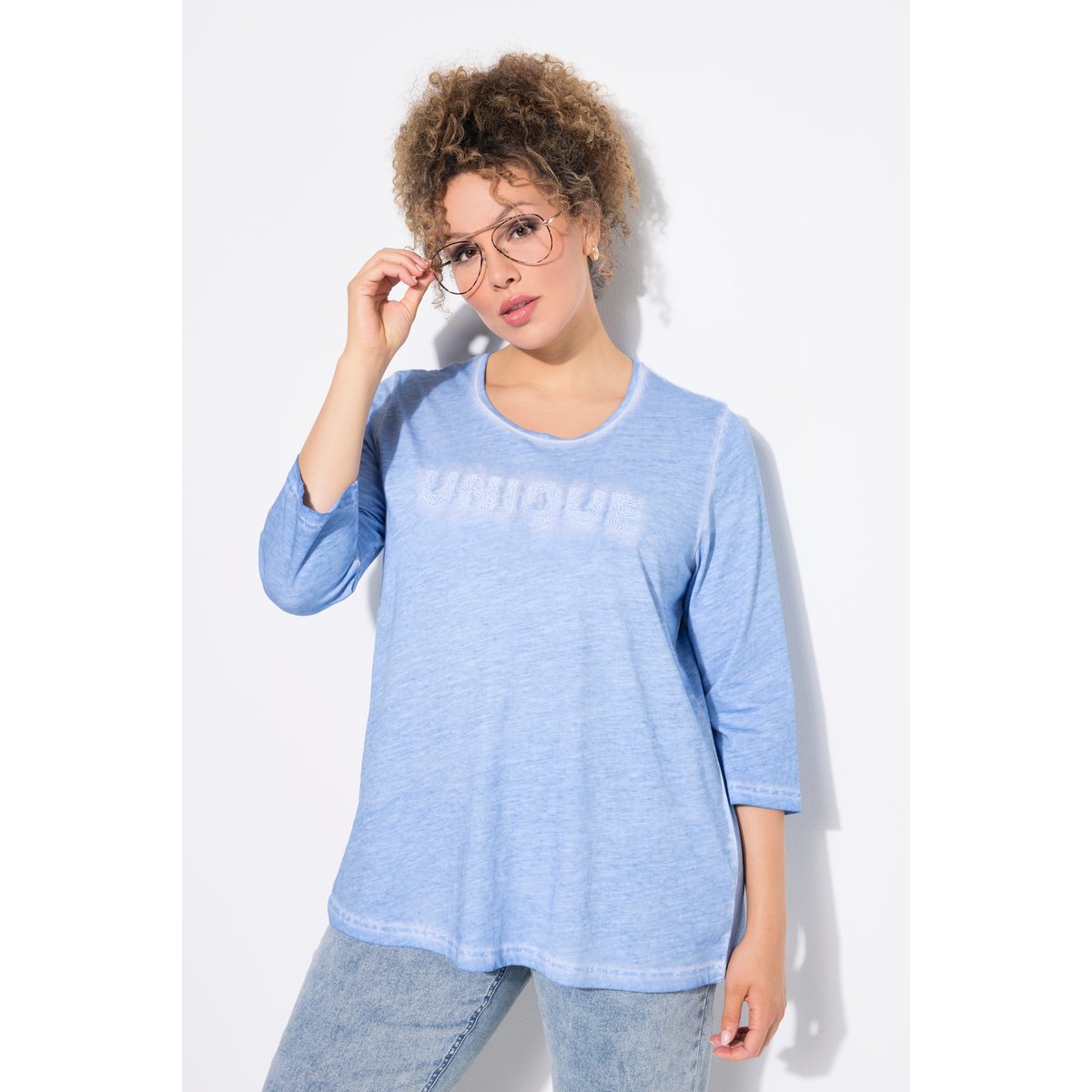 T-shirt message brodé, collection Classic bleu clair, ULLA POPKEN