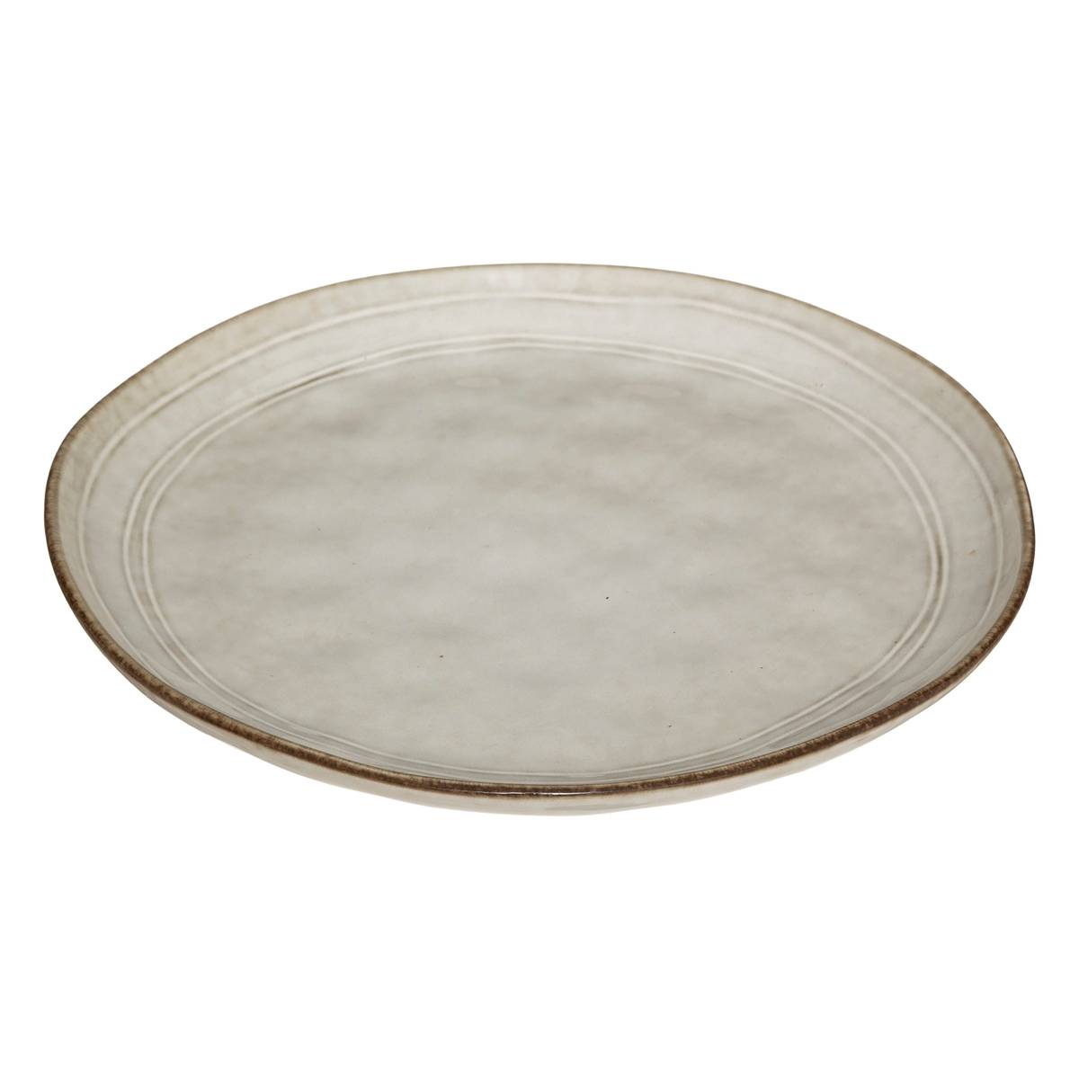Lot de 6 assiettes en céramique FLOWER gris, SECRET DE GOURMET