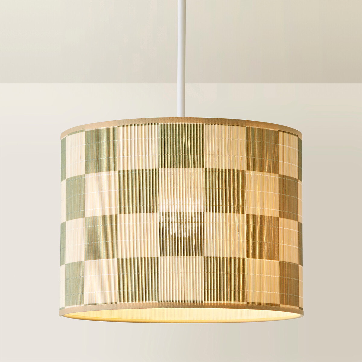30cm Lillie Green Checkerboard Bamboo Printed Shade green, SO'HOME