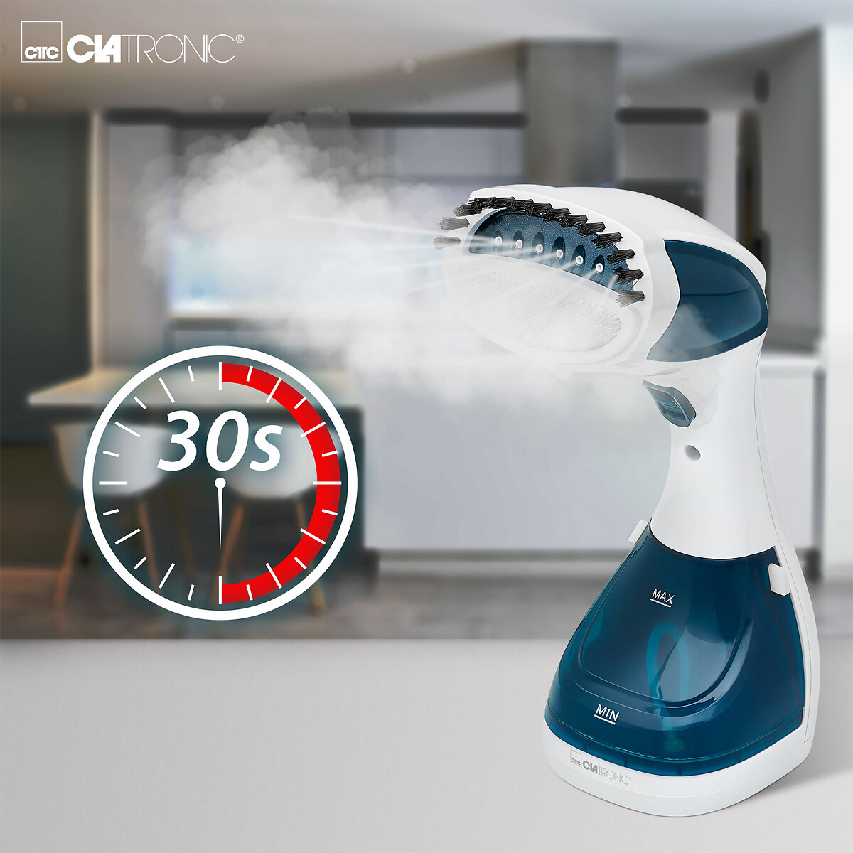 Escova de engomar a vapor 2 em 1, 1100W, da Clatronic branco, CLATRONIC