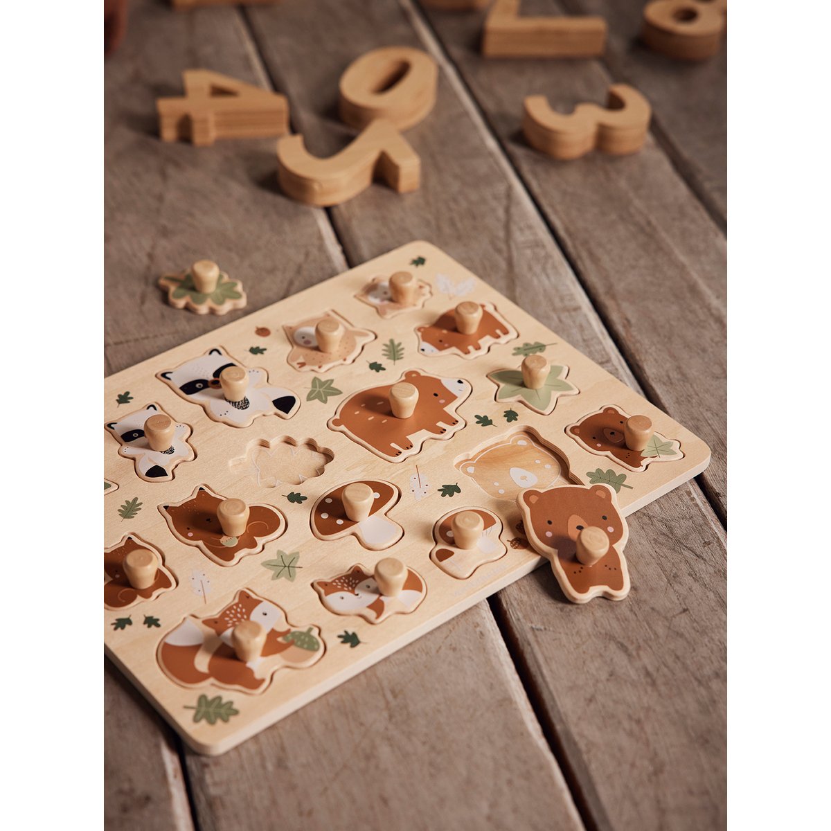 Puzzle boutons GREEN FOREST en bois blanc, VERTBAUDET