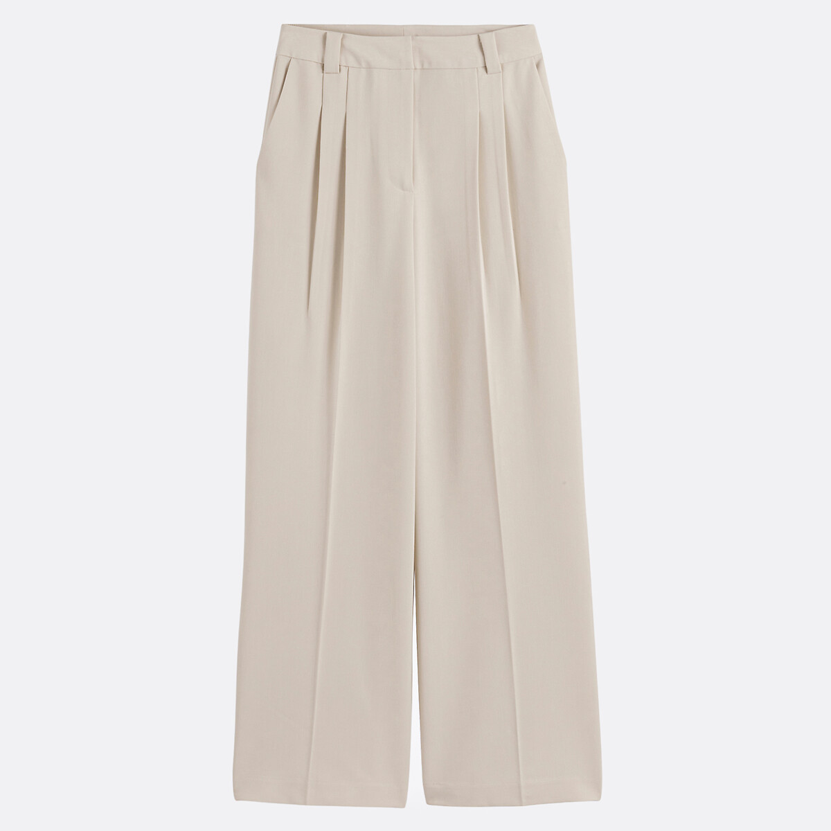 Wijde broek met plooien beige , LA REDOUTE COLLECTIONS