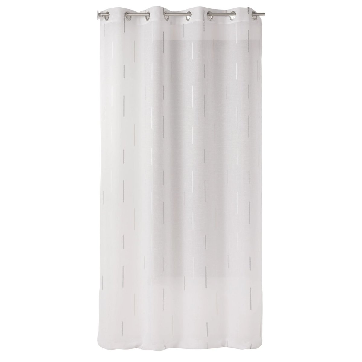 Voilage blanc print traits blancs et gris blanc, HOME MAISON