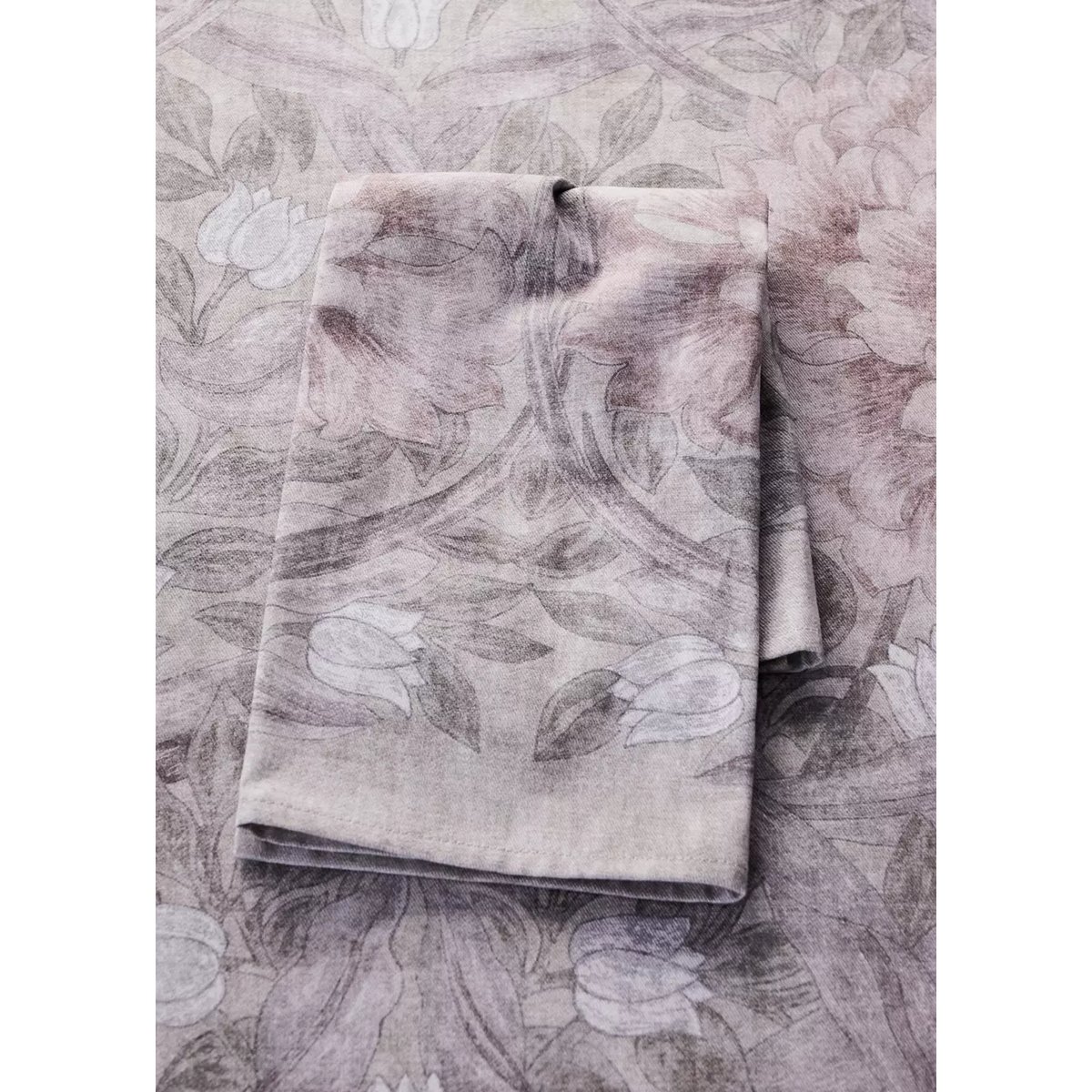 Serviettes de table imprimé fleuri 45x45 cm gris, MANGO HOME