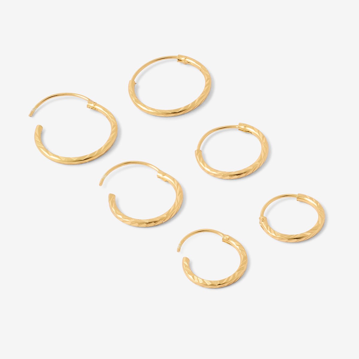 Set 3 paires de créoles ciselées - argent 925 doré doré, BALABOOSTE