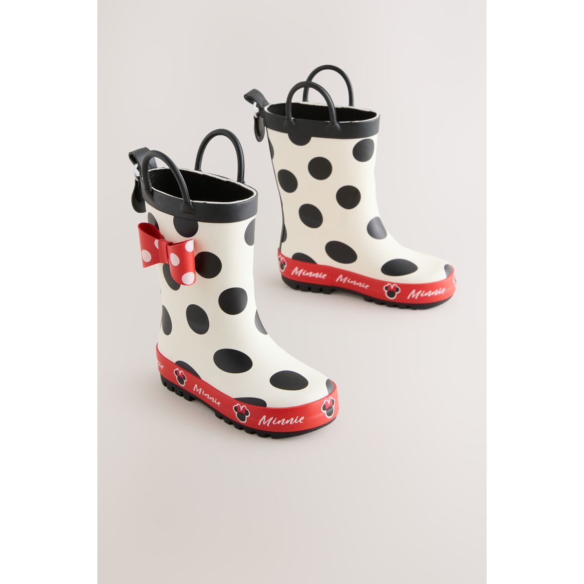 Bottes en caoutchouc minnie mouse™ à poignées noir/blanc/rouge, NEXT