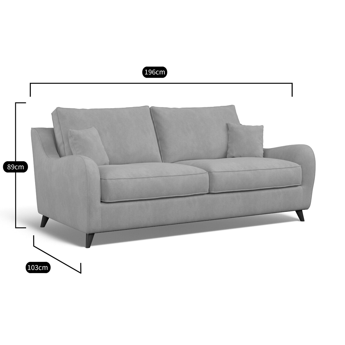 Amelia Velvet 3 Seater Sofa with Dark Wood Legs emerald, ÉDITÉ