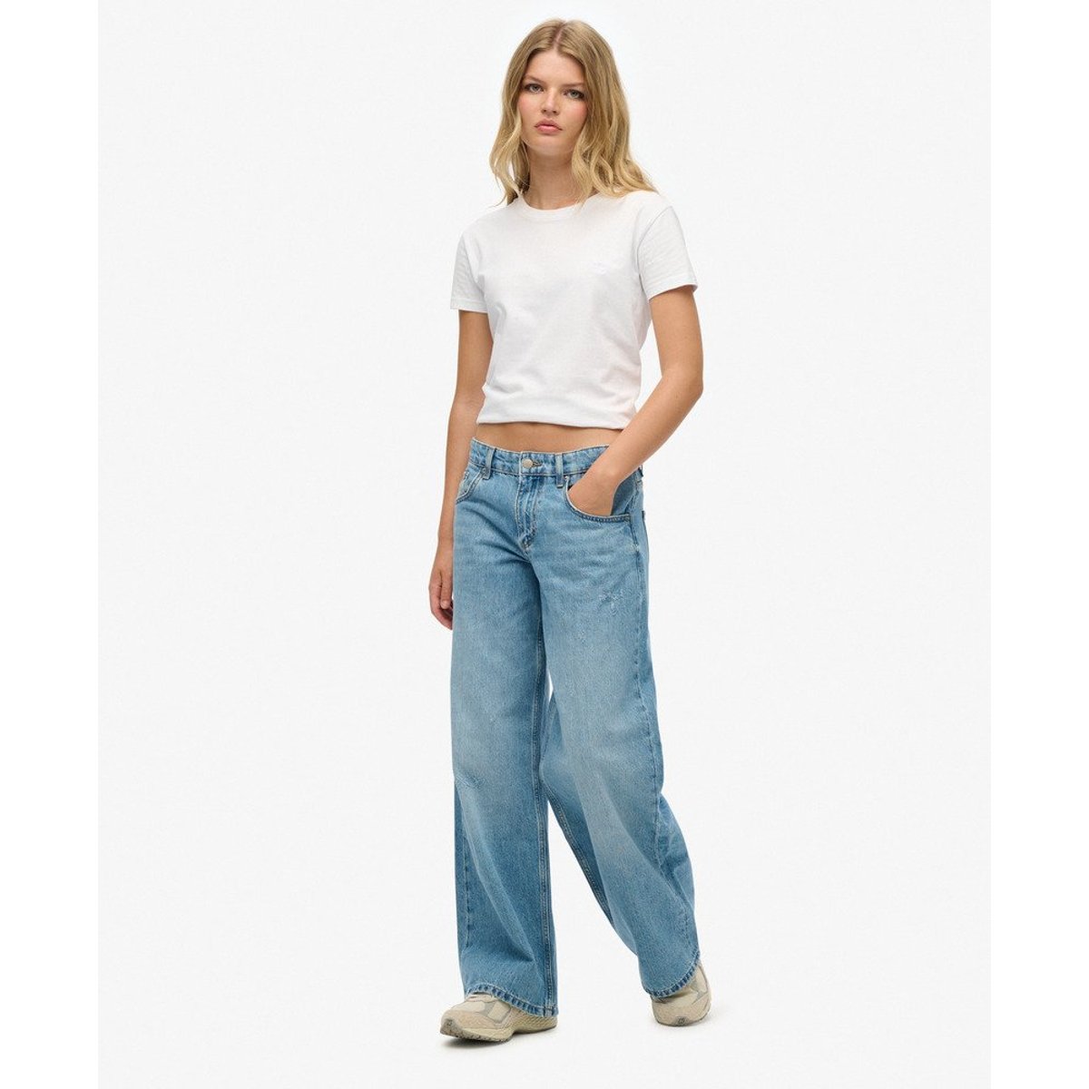 Jean Baggy Cult taille mi-haute bleu clair délavé vintage, SUPERDRY