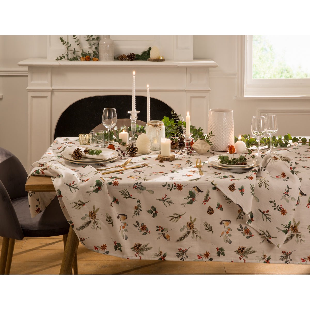 Nappe rectangulaire imprimée MAGIE DE NOËL blanc, COUCKE