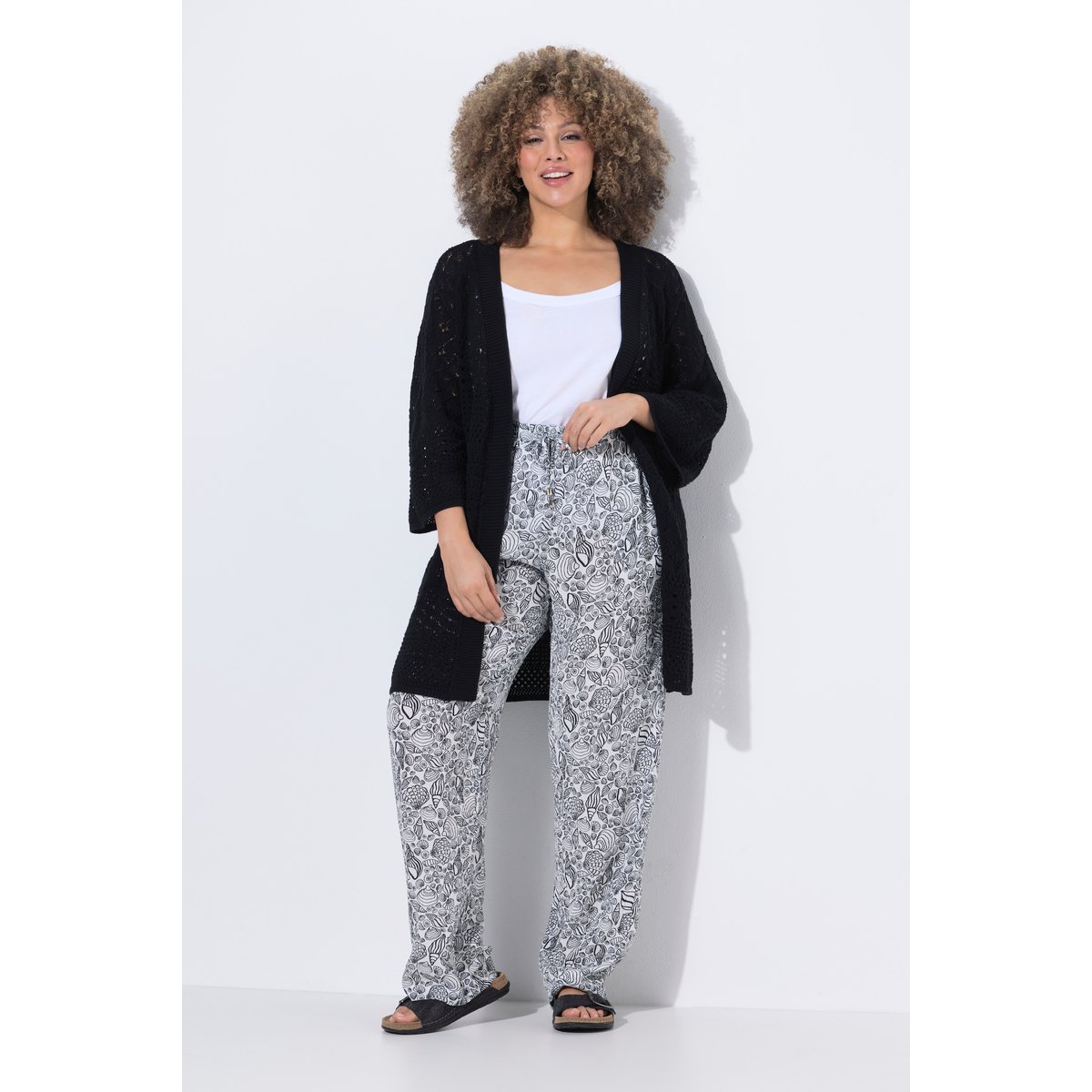 Pantalon Rose avec imprimé blanc cassé, ULLA POPKEN