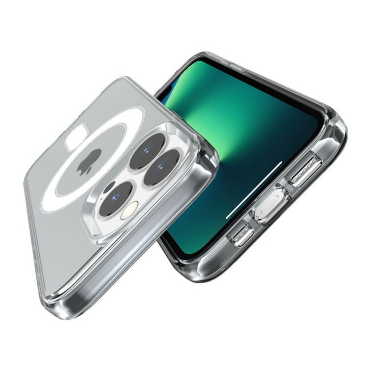 Coque Anti-choc compatible Magsafe pour iPhone 13 Pro Max Transparente + 2 vitres transparent, EVETANE