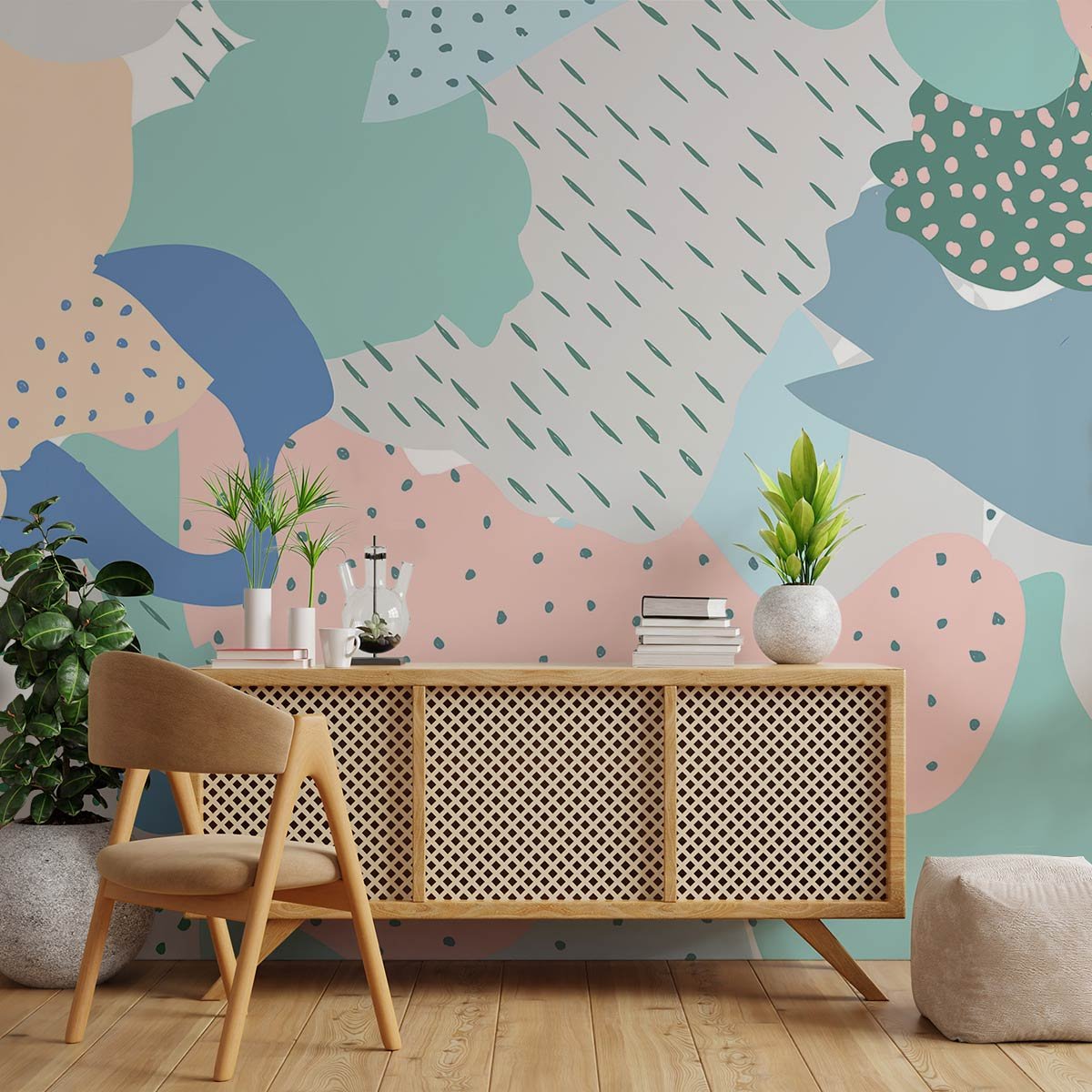 Papier peint formes pastel intissé, HEXOA