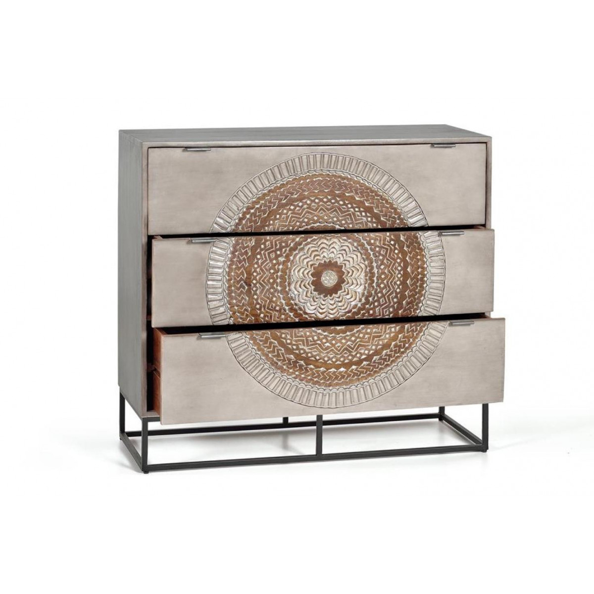 Commode 3 tiroirs - QUIRINE gris, DECORATION D’AUTREFOIS