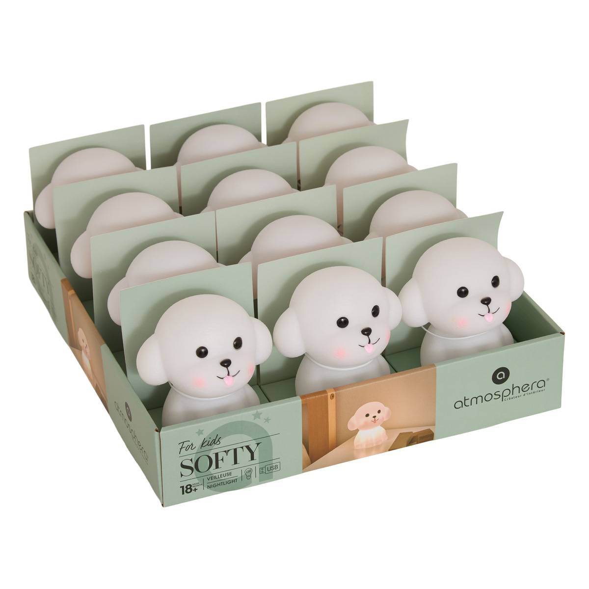 Veilleuse Chien enfant SOFTY beige, ATMOSPHERA FOR KIDS