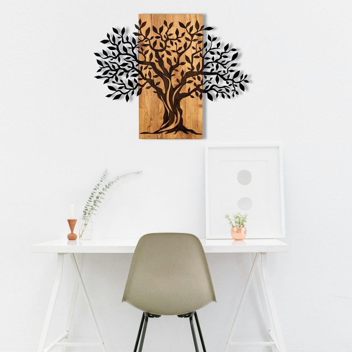 Décoration murale en métal et bois – arbre de vie noir, PIER IMPORT