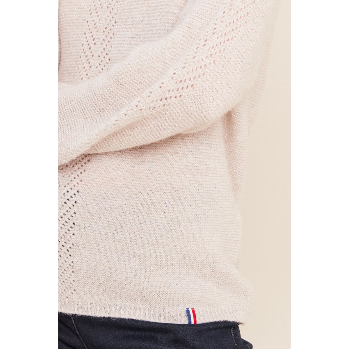 Pull droit col rond manches longues beige, BREAL