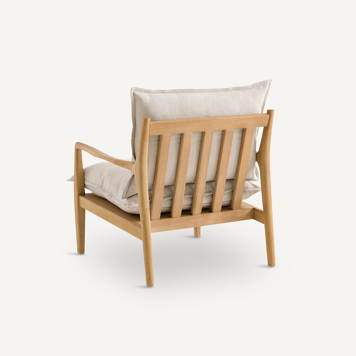 Fauteuil chêne, plaqué et tissu coton lin, DILMA lin, AM.PM