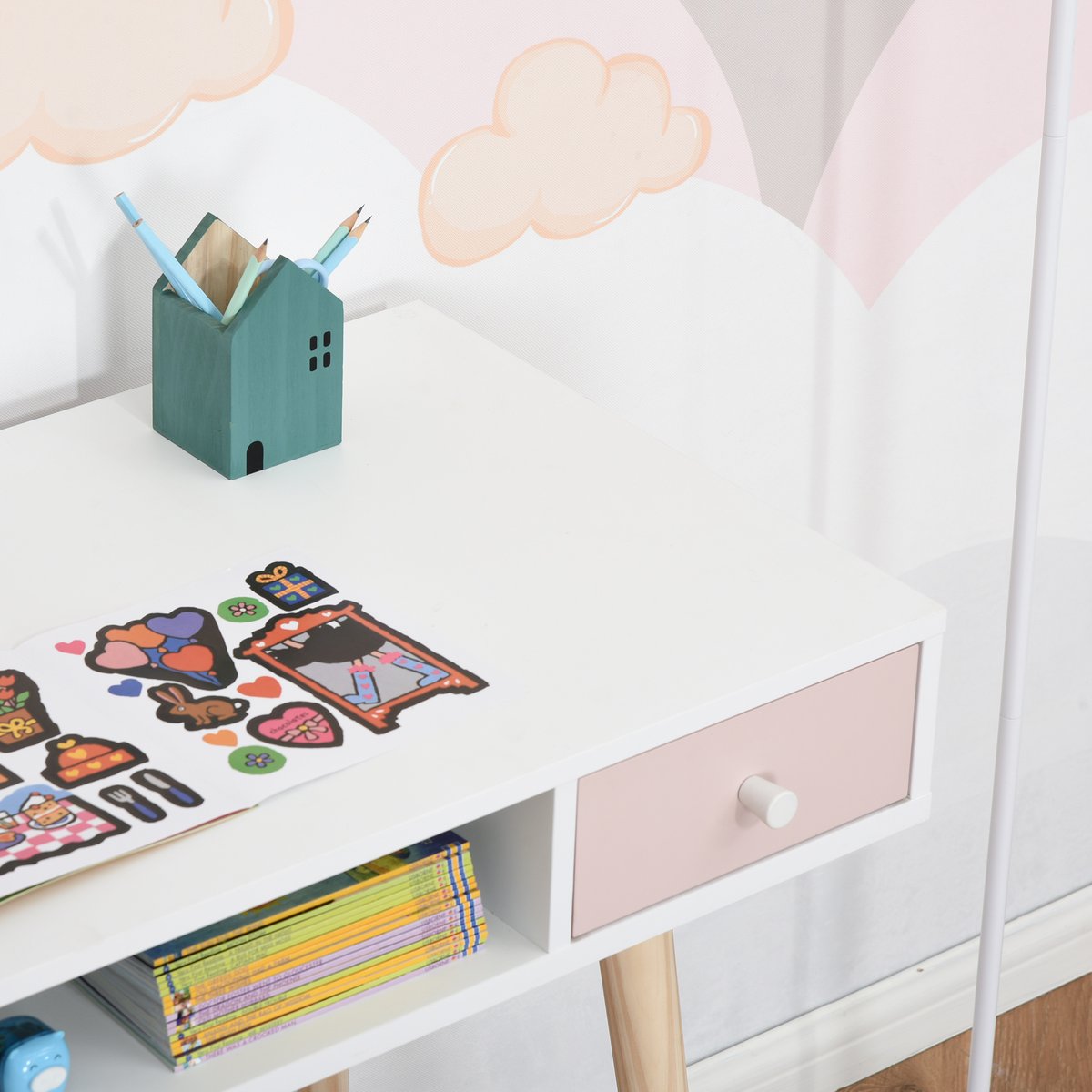 Bureau pour enfants MDF Blanc blanc, HOMCOM