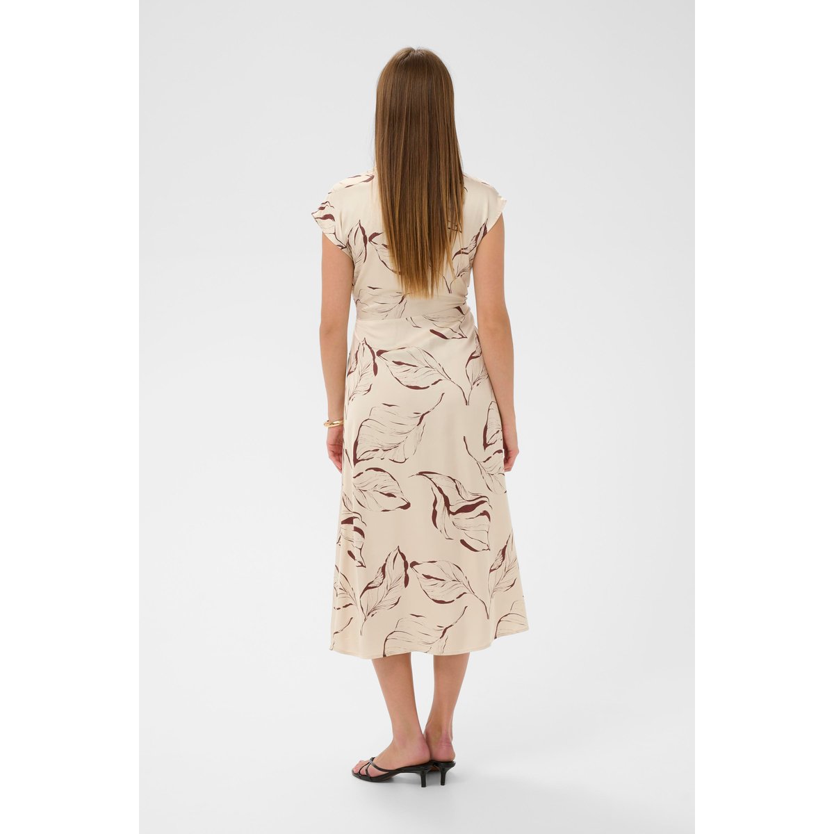 Robe beige oatmeal leave print, SOAKED IN LUXURY
