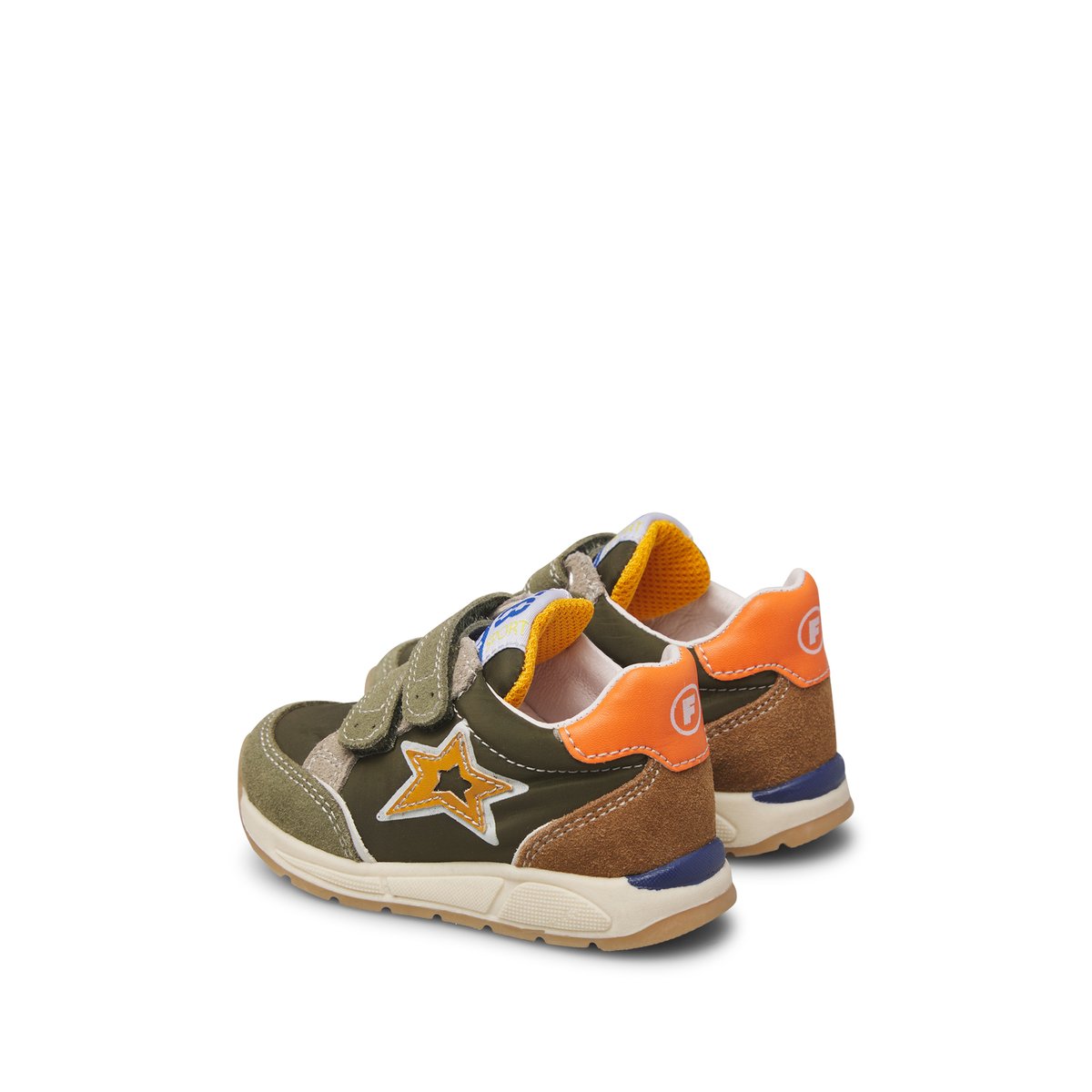 Sneakers en daim et tissu technique NUPPI VL. kaki-orange, FALCOTTO