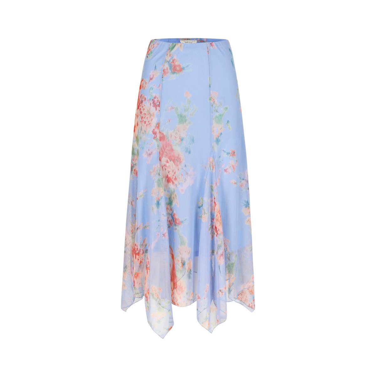 Jupe mesh fleurie bleu, LOLALIZA