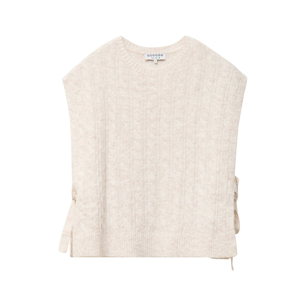 Pull droit cropped sans manches creme, BONOBO