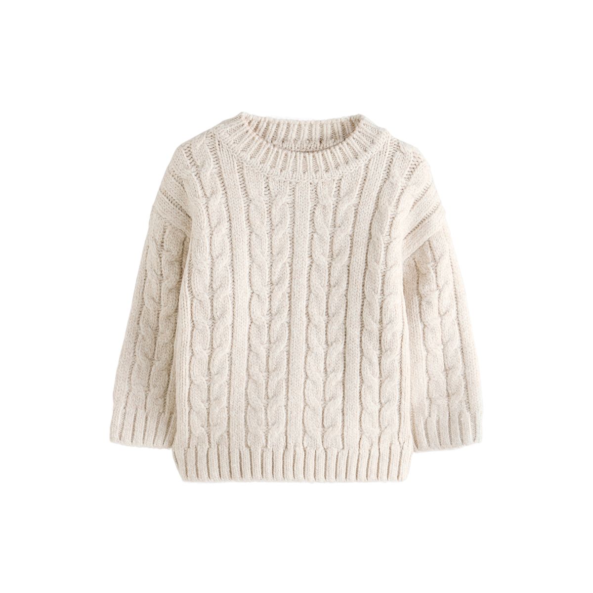 Pull ras du cou en maille torsadée crème/naturel, NEXT