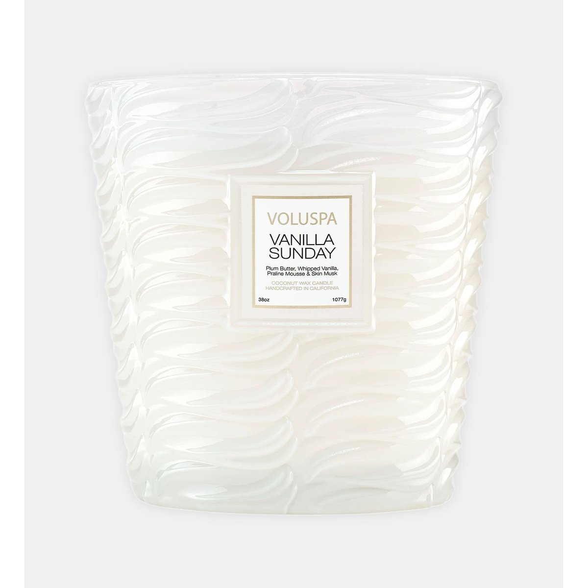 Vanilla sunday - bougie parfumée de cheminée 3 mèches blanc, VOLUSPA
