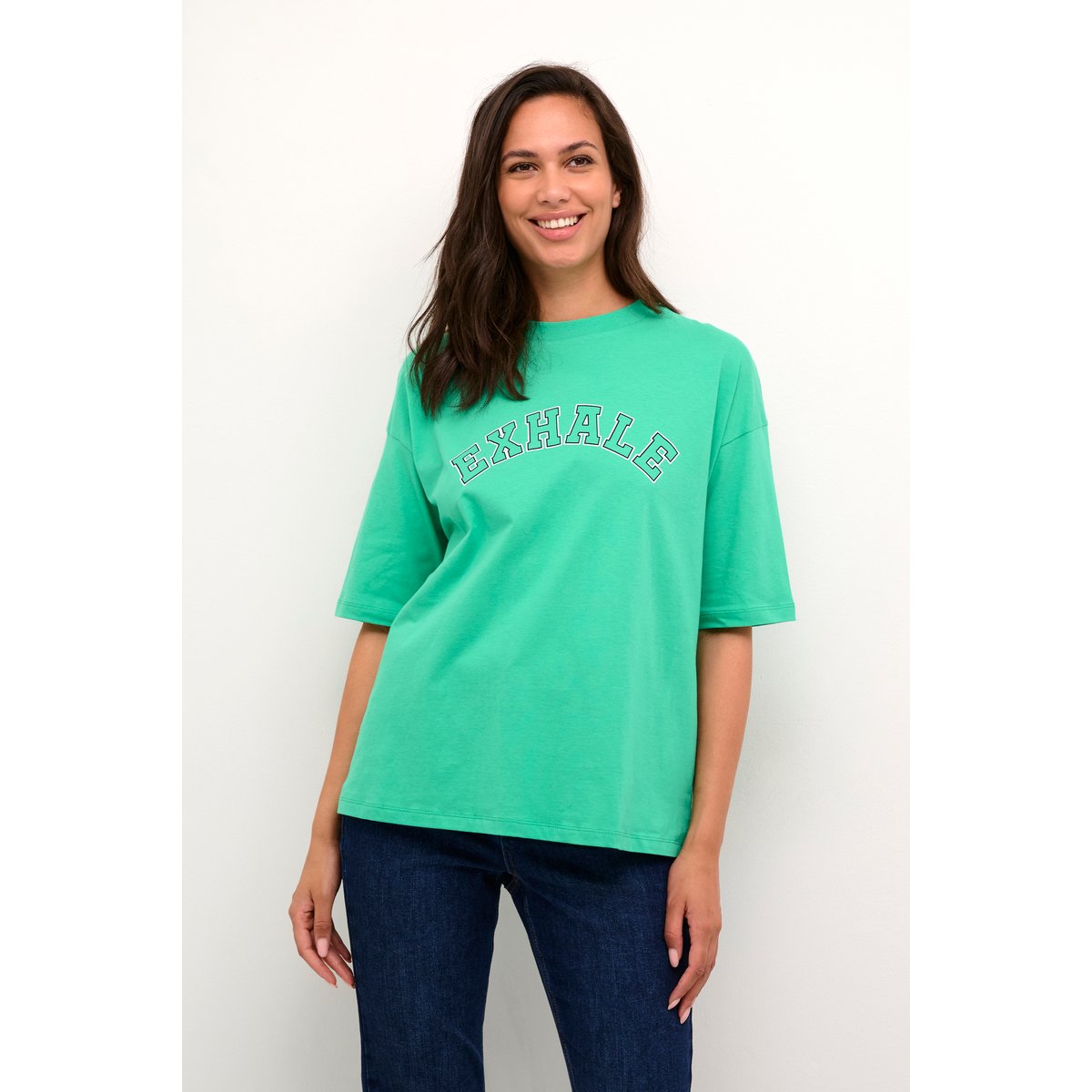 T-shirt vert gumdrop green statement, KAFFE