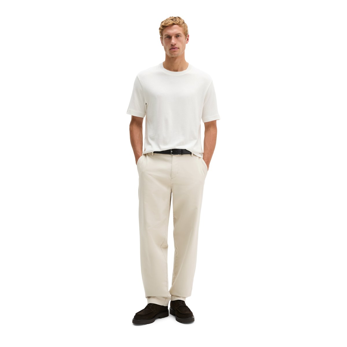 T-shirt coupe classique en jersey de coton bio léger blanc, MARC O'POLO