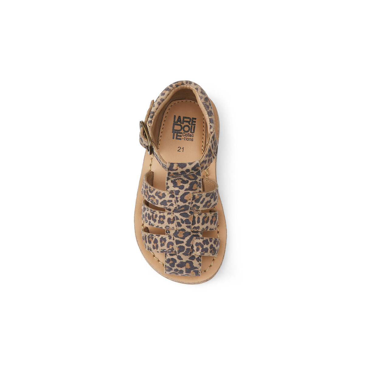 Sandales fermées en cuir, motif léopard imprimé léopard, LA REDOUTE COLLECTIONS