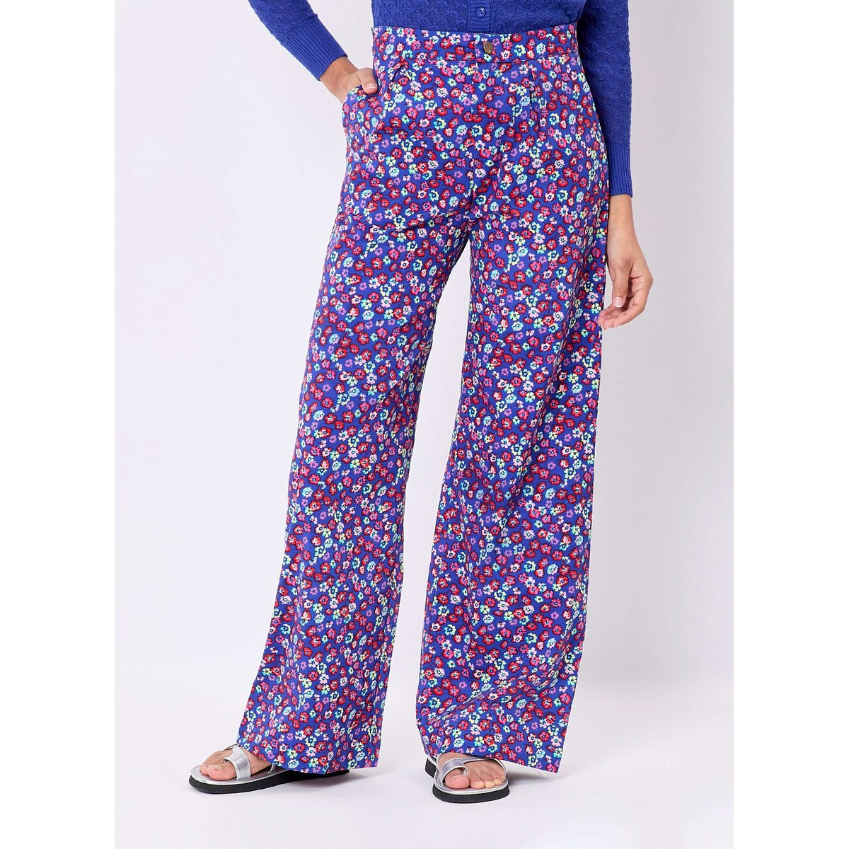 Pantalon large coton stretch TAMARA violet fluo, PRINCESSE NOMADE