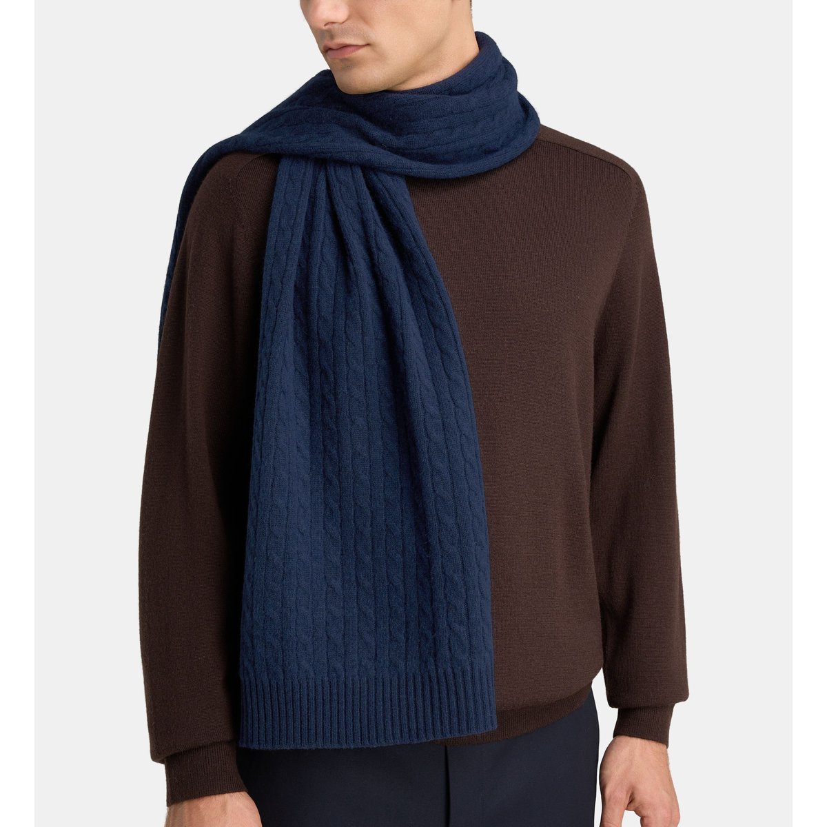Echarpe cachscarf torsade cachemire bleu marine, GALERIES LAFAYETTE