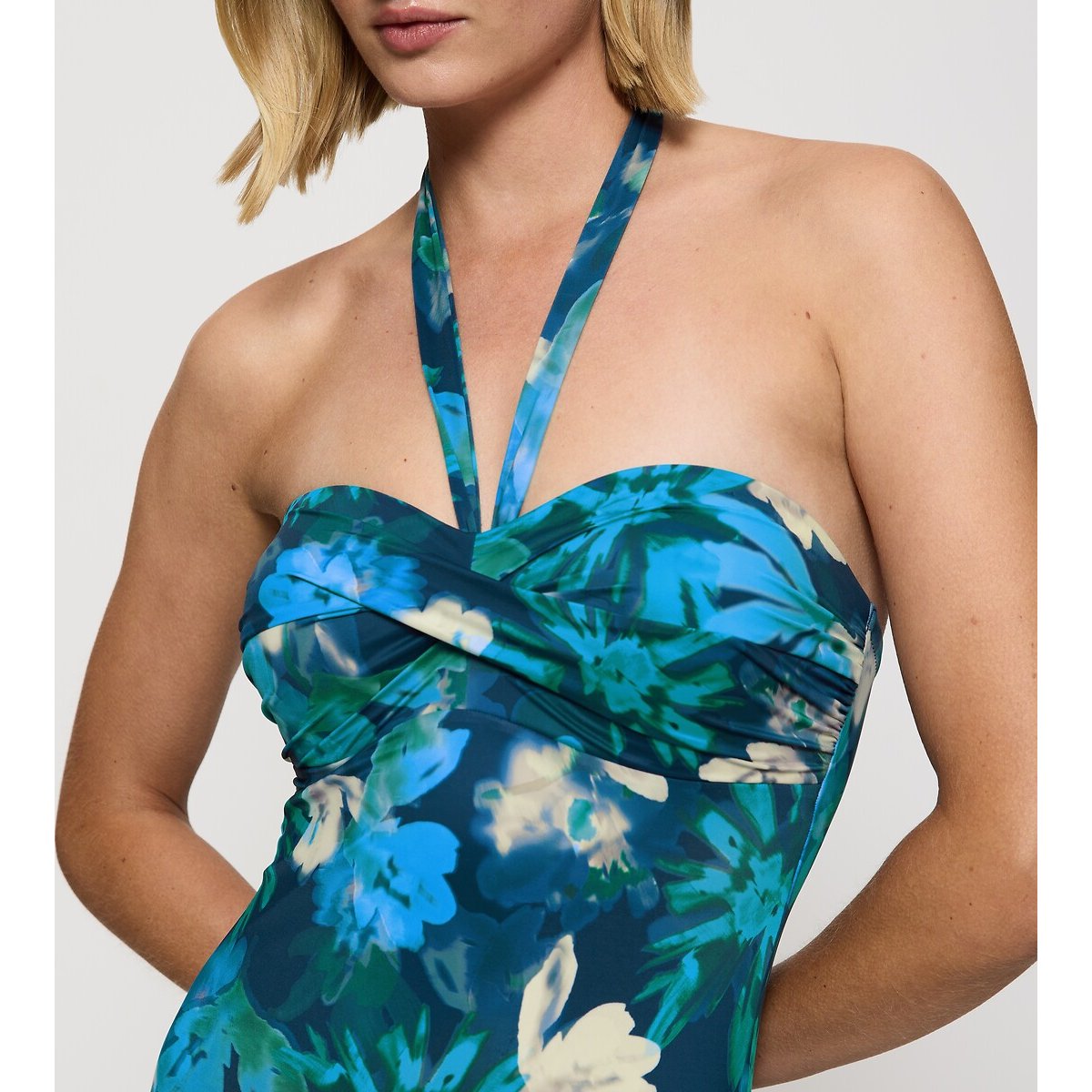 Summer Fleur Bandeau Swimsuit floral print/blue background, TRIUMPH