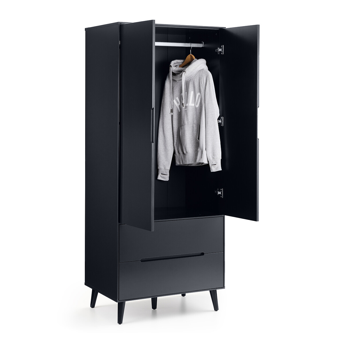 Anderson 2 Door Retro Wardrobe charcoal, SO'HOME