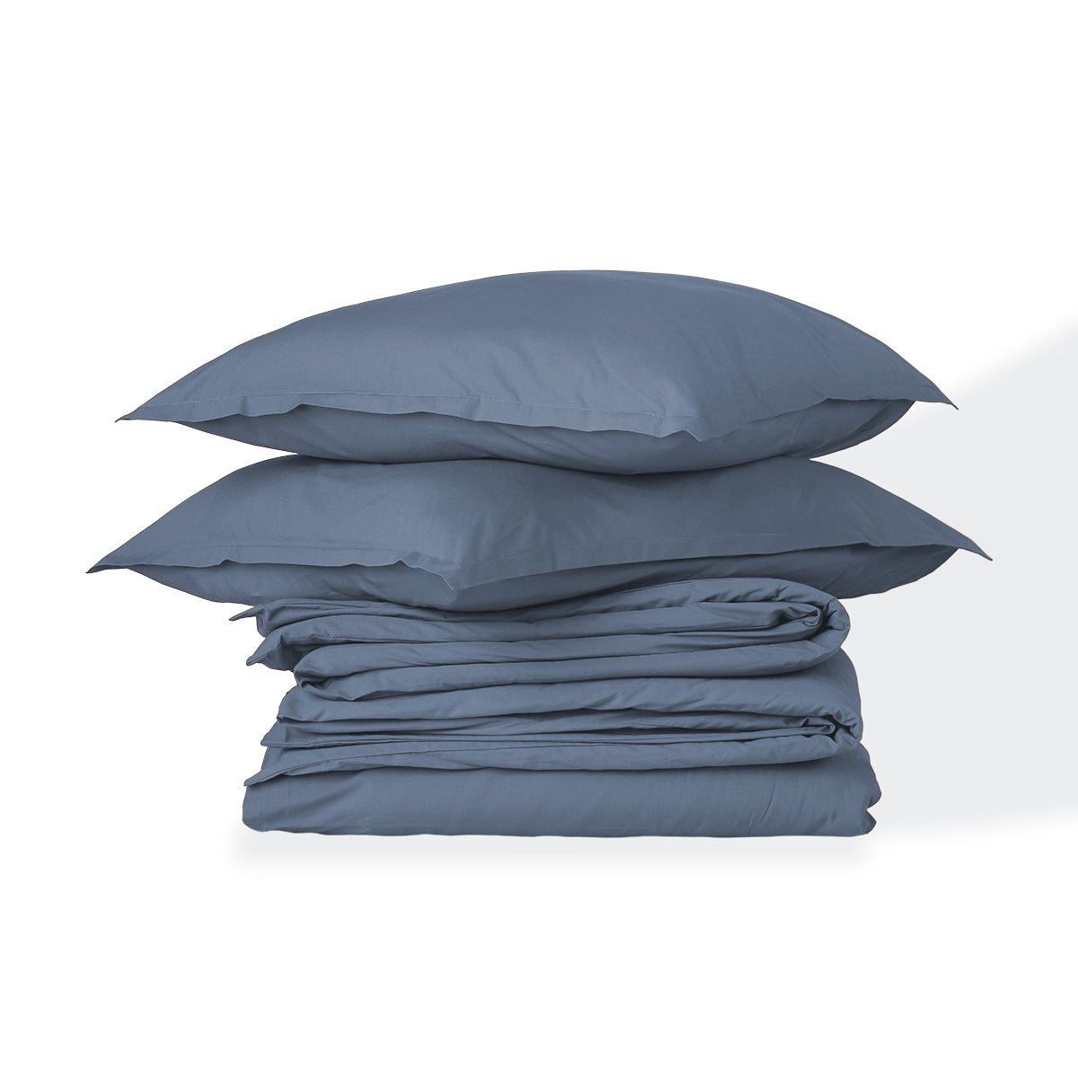 Parure + taies 50x70 percale de coton NINA bleu denim, FEBRONIE