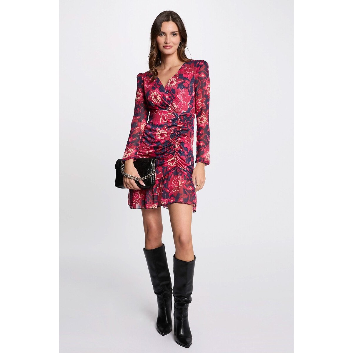 Robe courte ajustée imprimée imprimé floral, MORGAN
