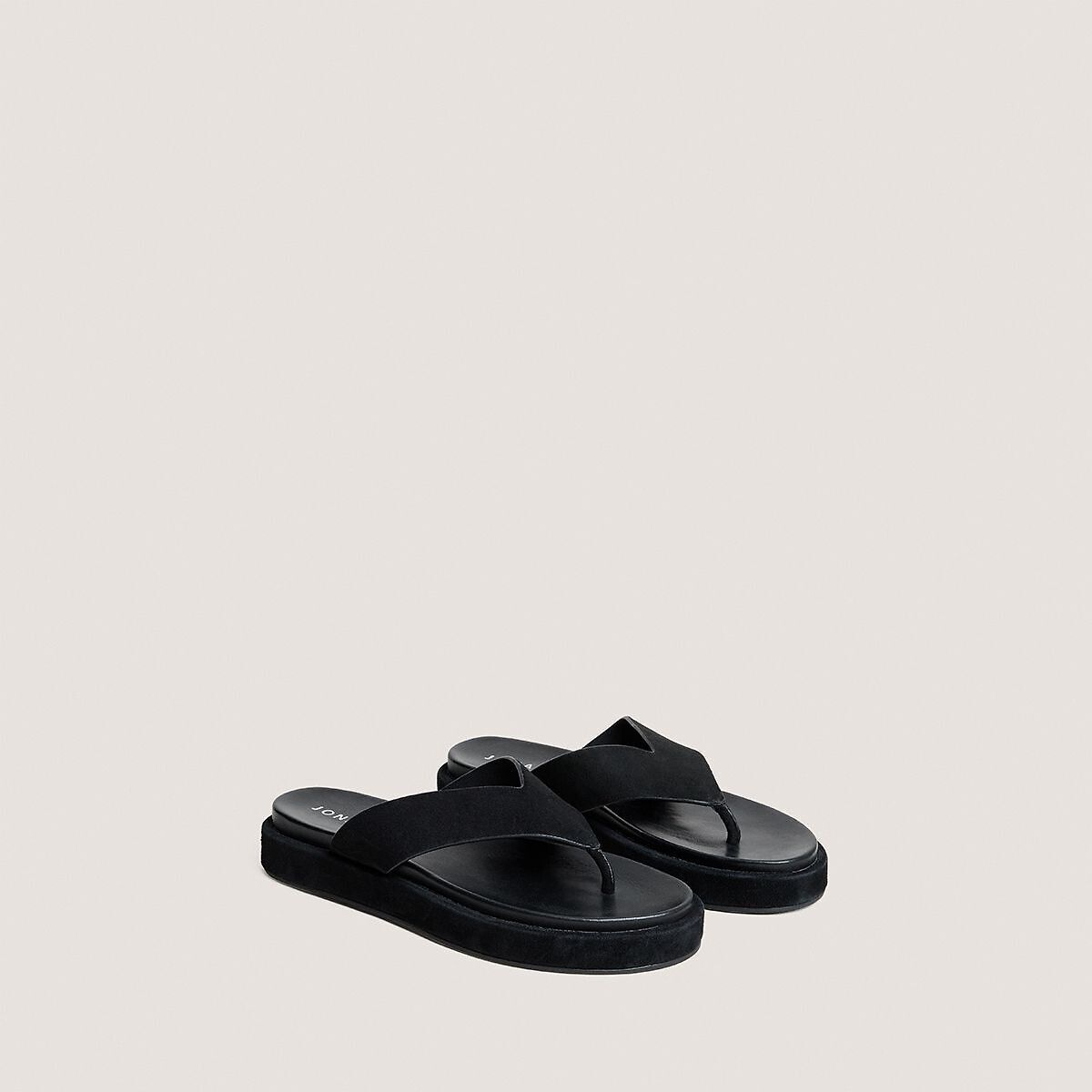Tongs en cuir Wiwi en cuir noir, JONAK