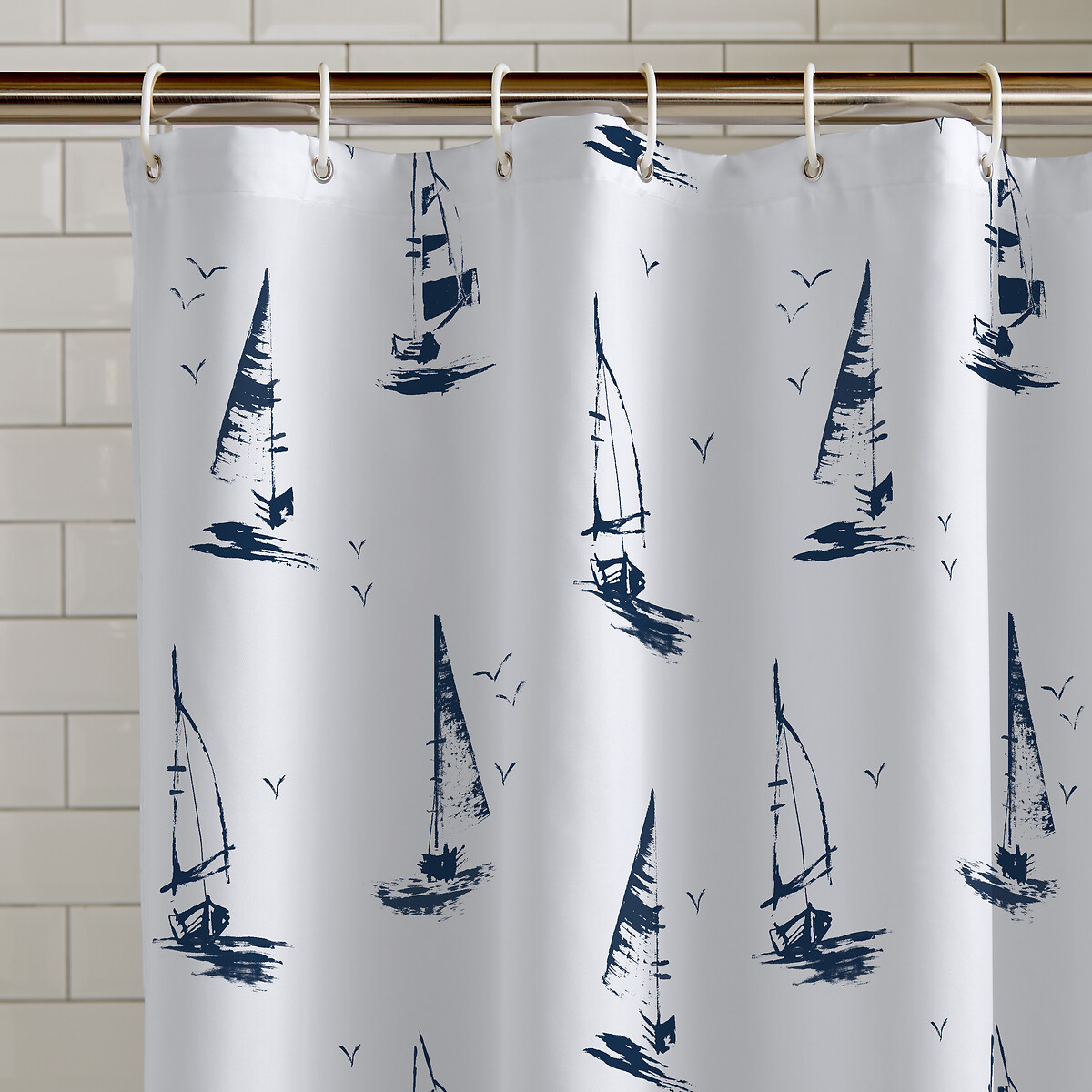 Salcombe Boats Shower Curtain Panel white, CATHERINE LANSFIELD
