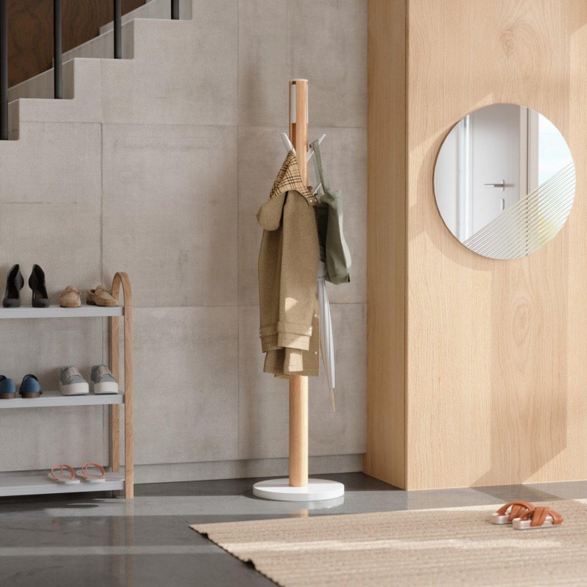 Portemanteau sur pied bois FLAPPER bois clair, UMBRA